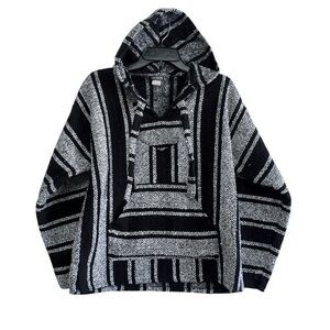 Vintage 90s Mexican Baja Poncho Hoodie
